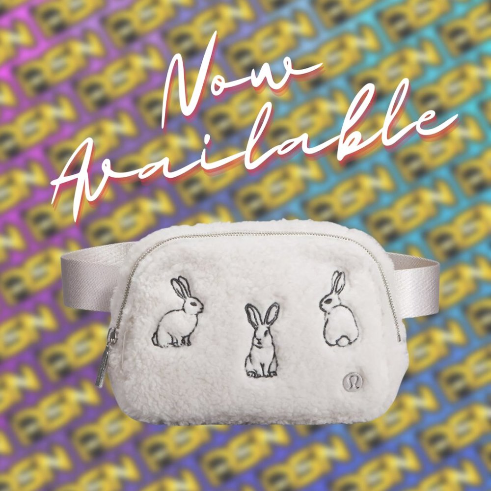 NWT lululemon Everywhere Belt Bag -  White Opal Fleece Rabbit Plush Embroidery